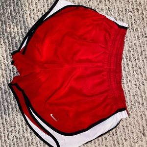 red nike tempo shorts